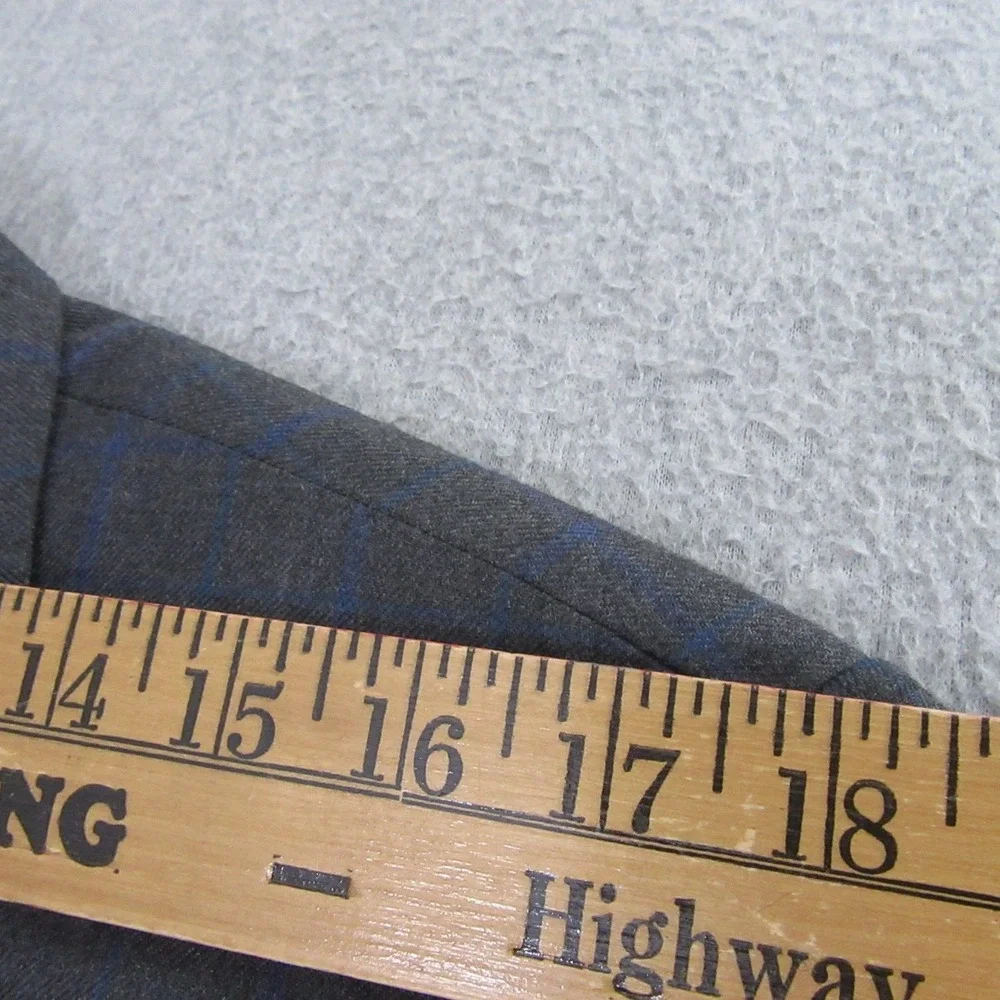 Alan Flusser Sport Coat 40R Gray Blue Windowpane Double Vent‎ Modern